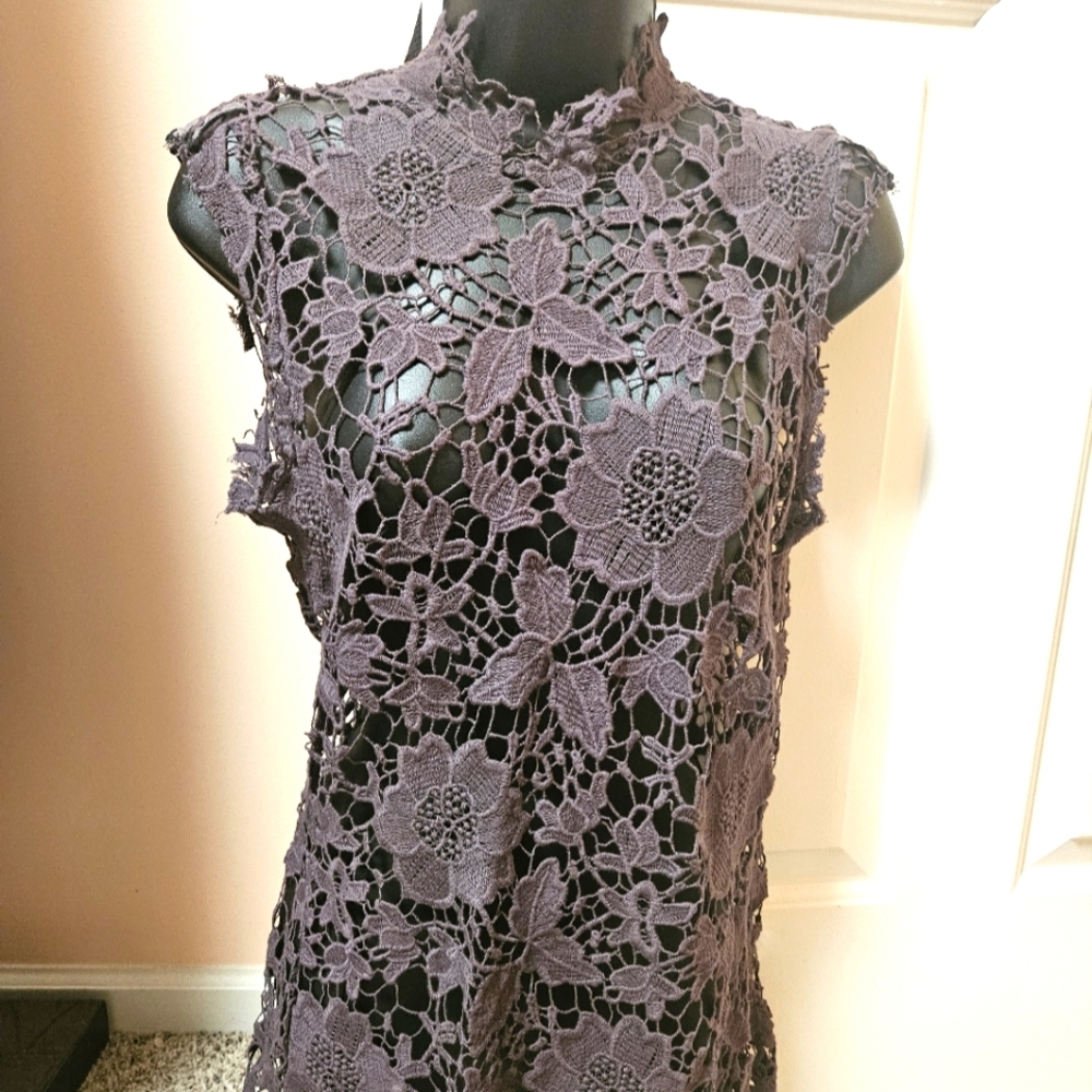 Gimmicks by BKE Plum Lace Sleeveless Top